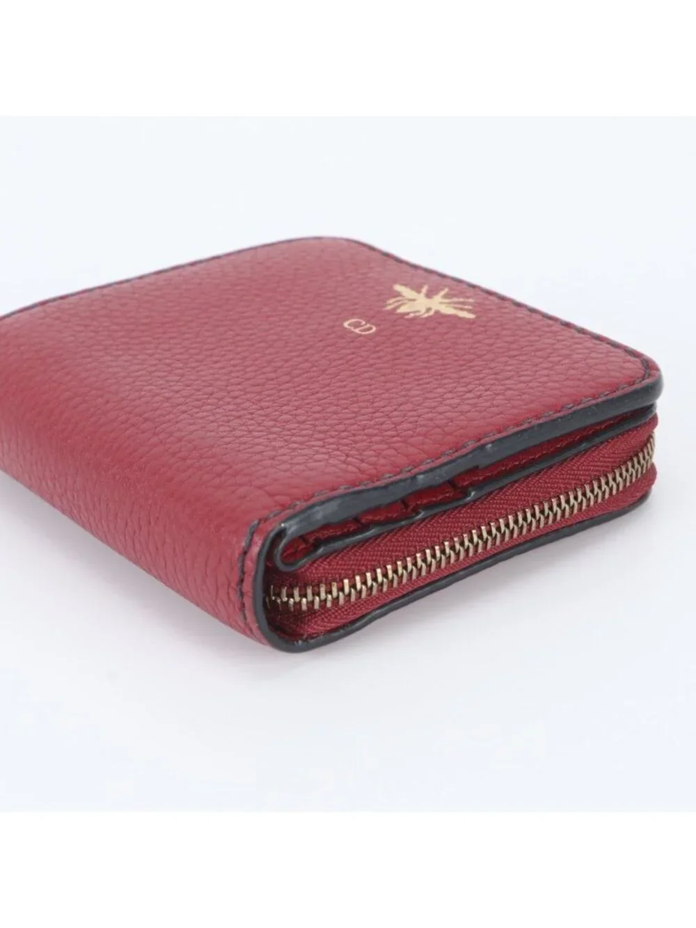 Dior Bee Leather Bifold Wallet Zip Around